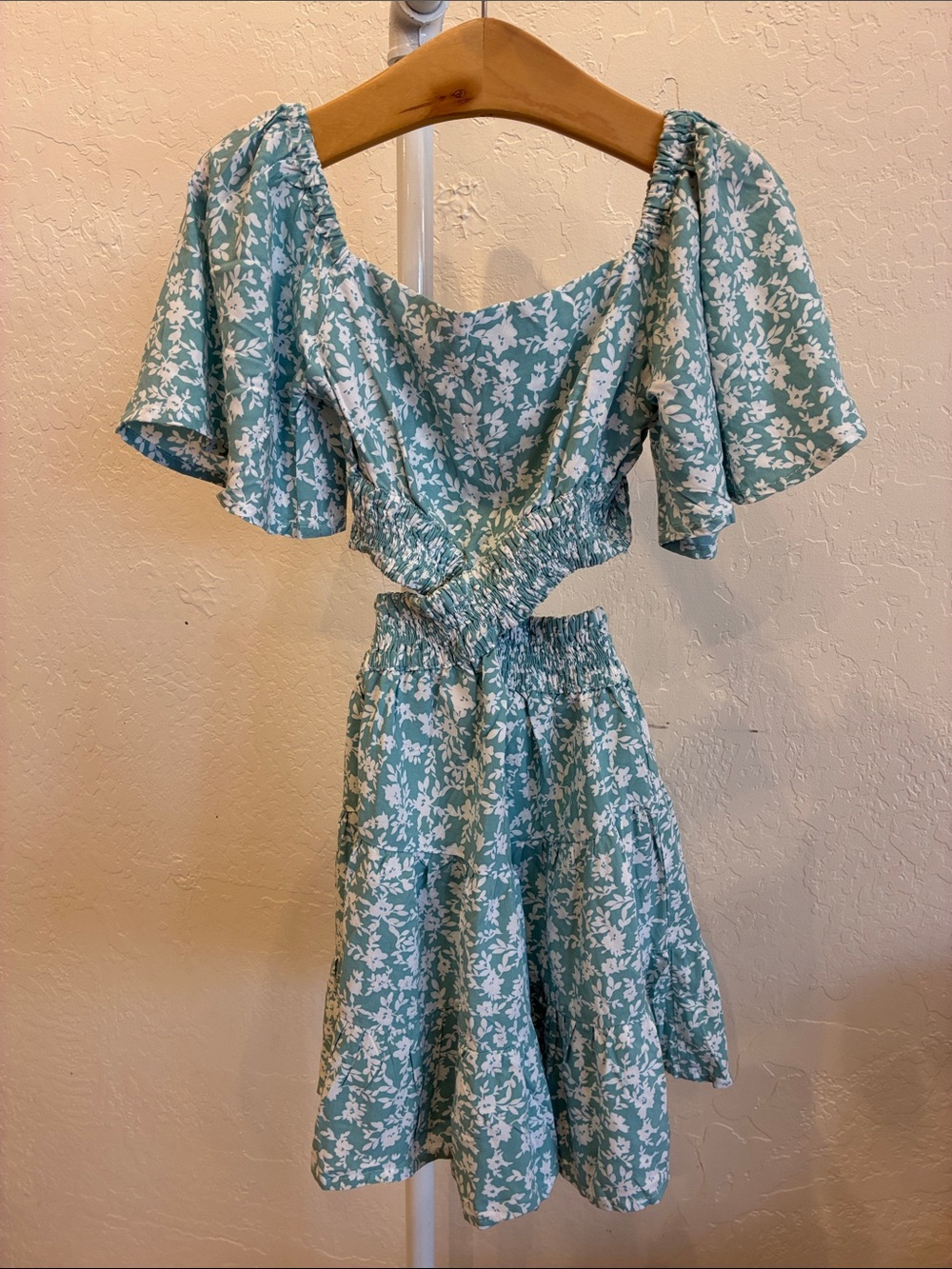 Floral Tie-Front Midi Dress in Teal